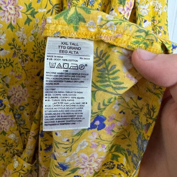 Old Navy NWT Yellow Floral Long Sleeve Button Down I24 - Picture 4 of 8